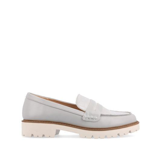 Journee KENLY LOAFER FLATS IN VEGAN LEATHER - Grey PU