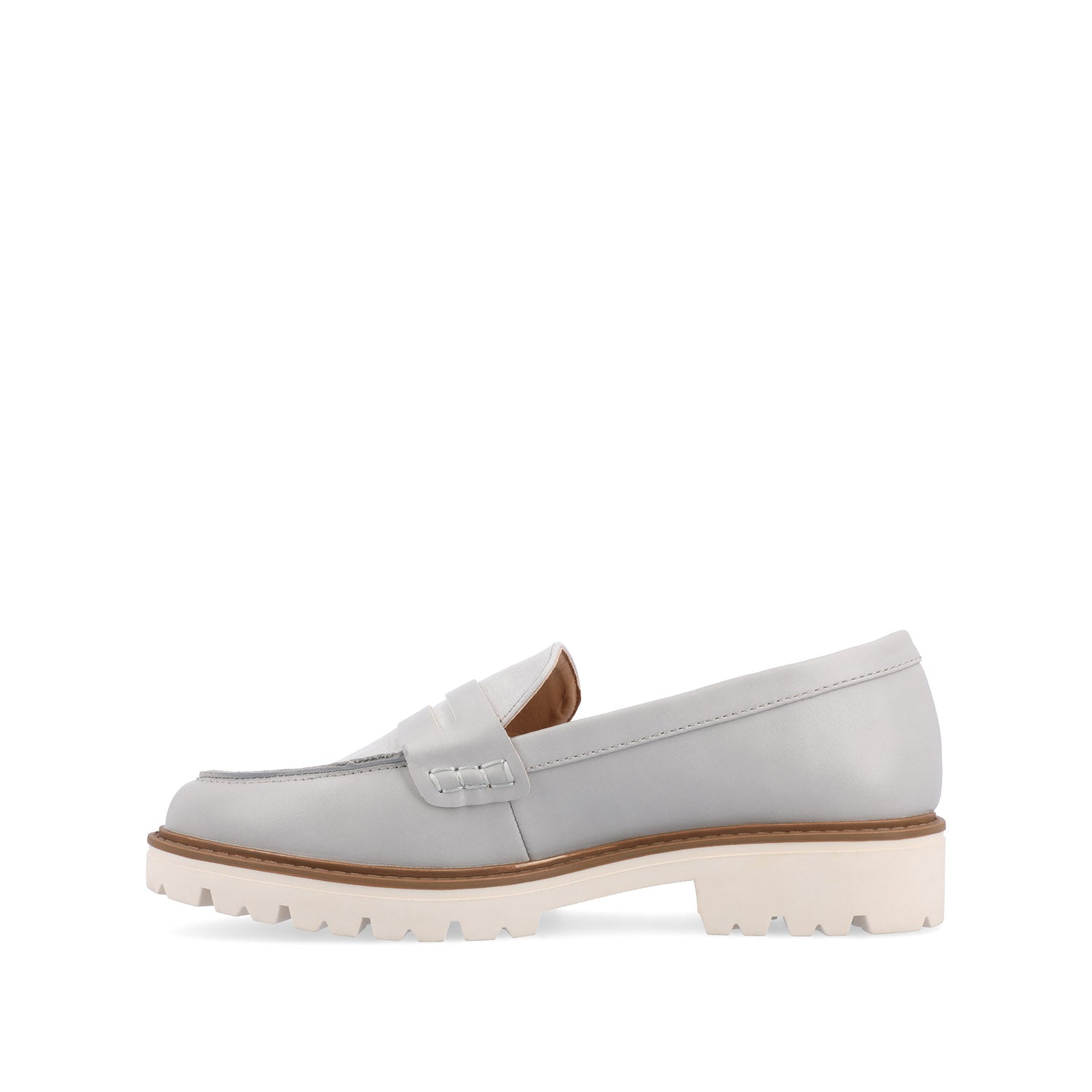 Journee KENLY LOAFER FLATS IN VEGAN LEATHER - Grey PU
