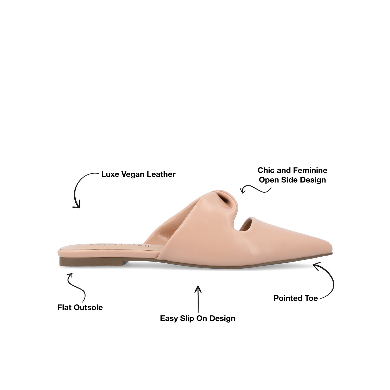 Journee ENNISS MULE FLATS IN VEGAN LEATHER - Blush