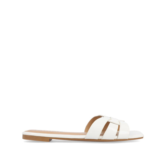 Journee ARRINA BASIC PATENT SLIDE SANDALS IN WIDE - White Patent