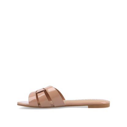 Journee ARRINA SLIDE SANDALS IN BASIC PATENT - Taupe Patent