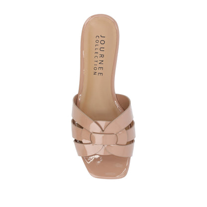 Journee ARRINA SLIDE SANDALS IN BASIC PATENT - Taupe Patent