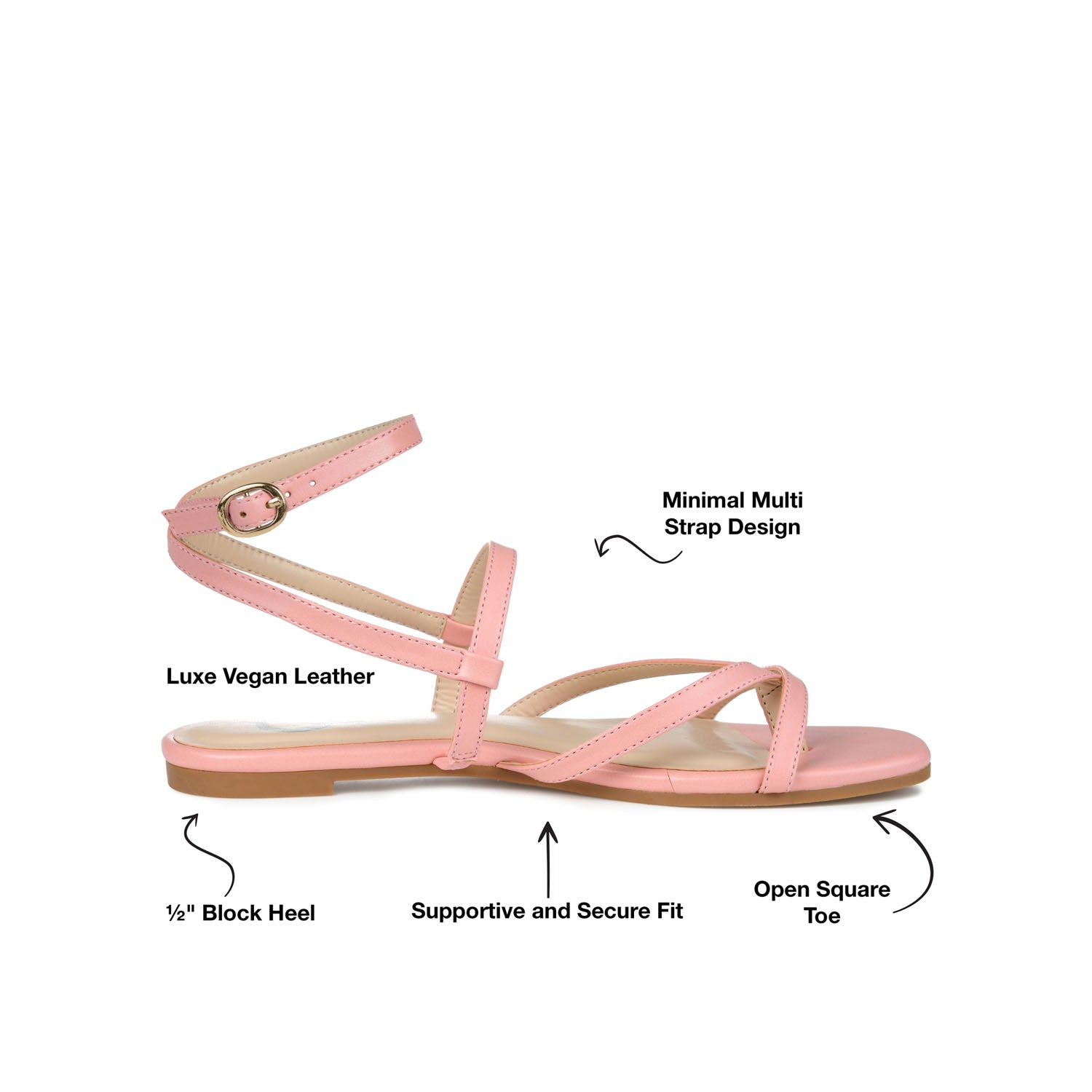 Journee SERISSA CRISSCROSS SANDAL IN VEGAN LEATHER - Pink