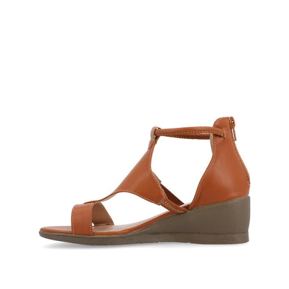 Journee TRAYLE GLADIATOR SANDALS IN VEGAN LEATHER - Tan PU
