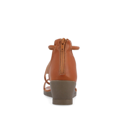 Journee TRAYLE GLADIATOR SANDALS IN VEGAN LEATHER - Tan PU