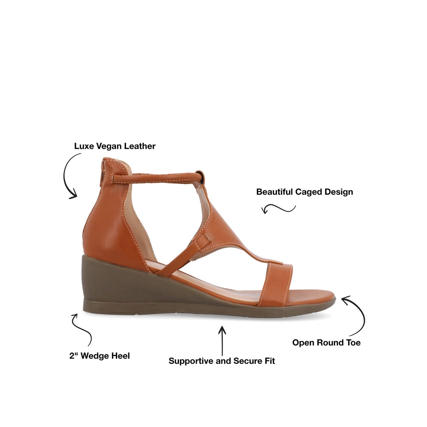 Journee TRAYLE GLADIATOR SANDALS IN VEGAN LEATHER - Tan PU