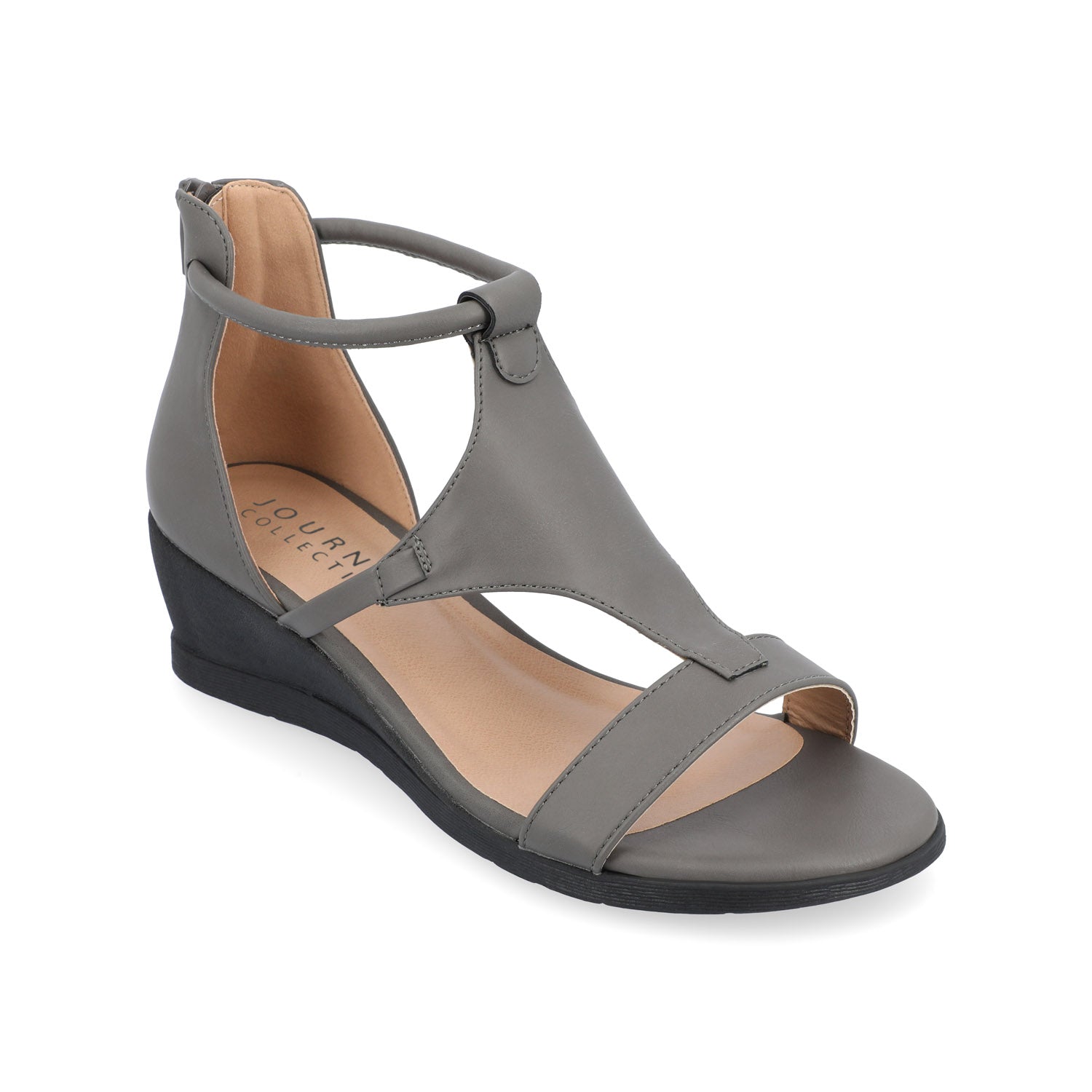 Journee TRAYLE GLADIATOR SANDALS IN VEGAN LEATHER - Grey PU