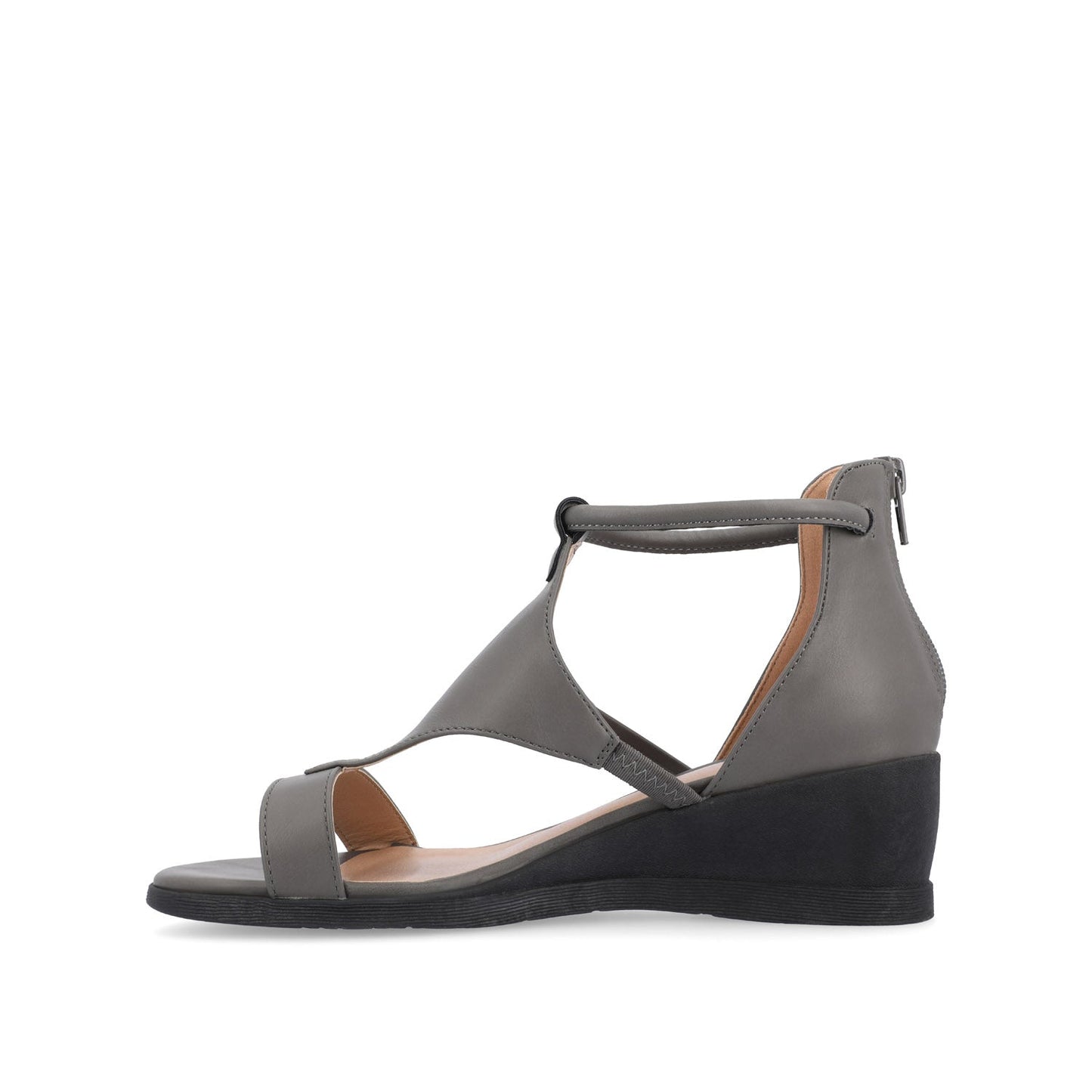 Journee TRAYLE GLADIATOR SANDALS IN VEGAN LEATHER - Grey PU