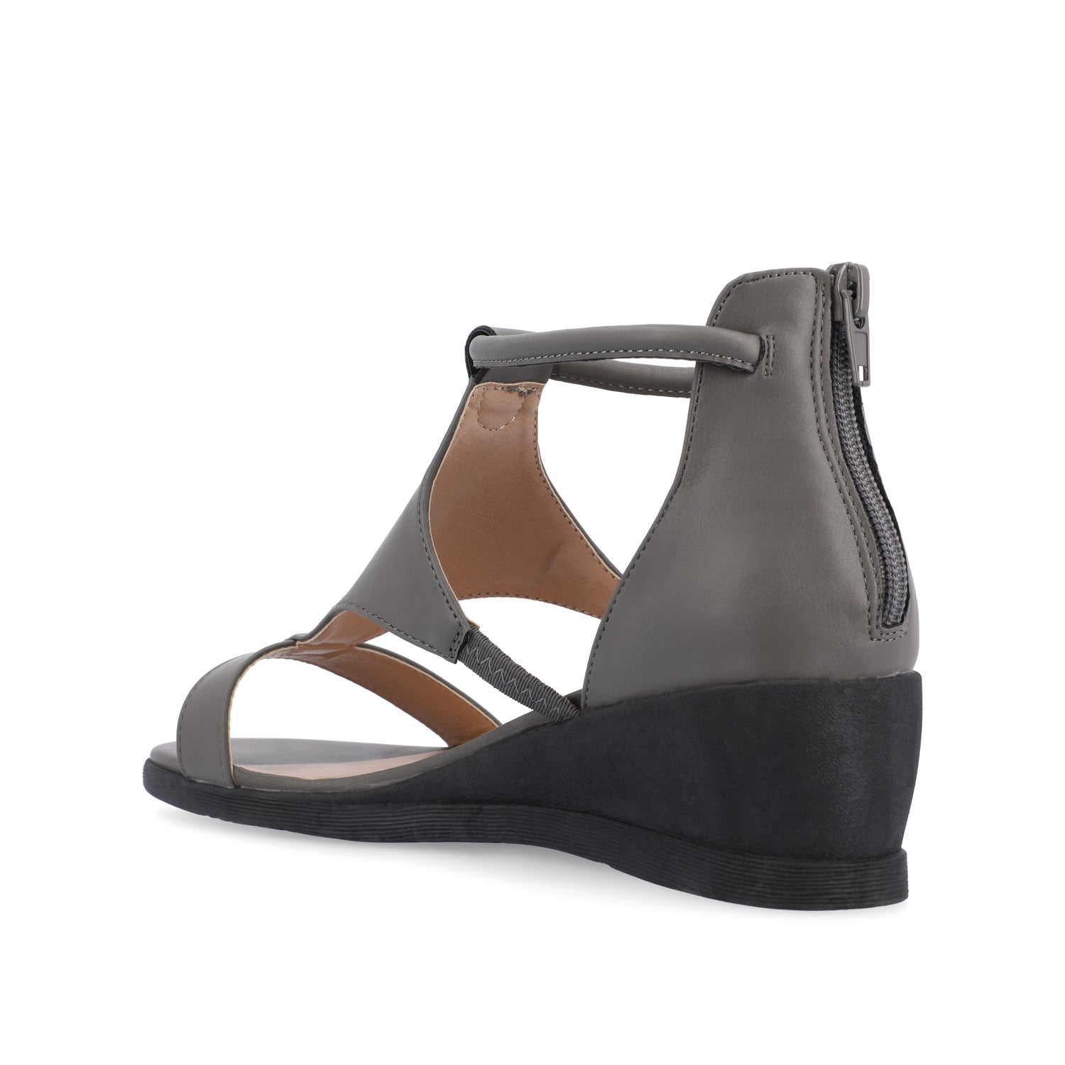 Journee TRAYLE GLADIATOR SANDALS IN VEGAN LEATHER - Grey PU