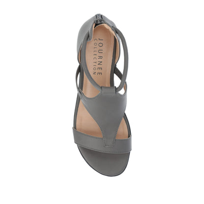 Journee TRAYLE GLADIATOR SANDALS IN VEGAN LEATHER - Grey PU