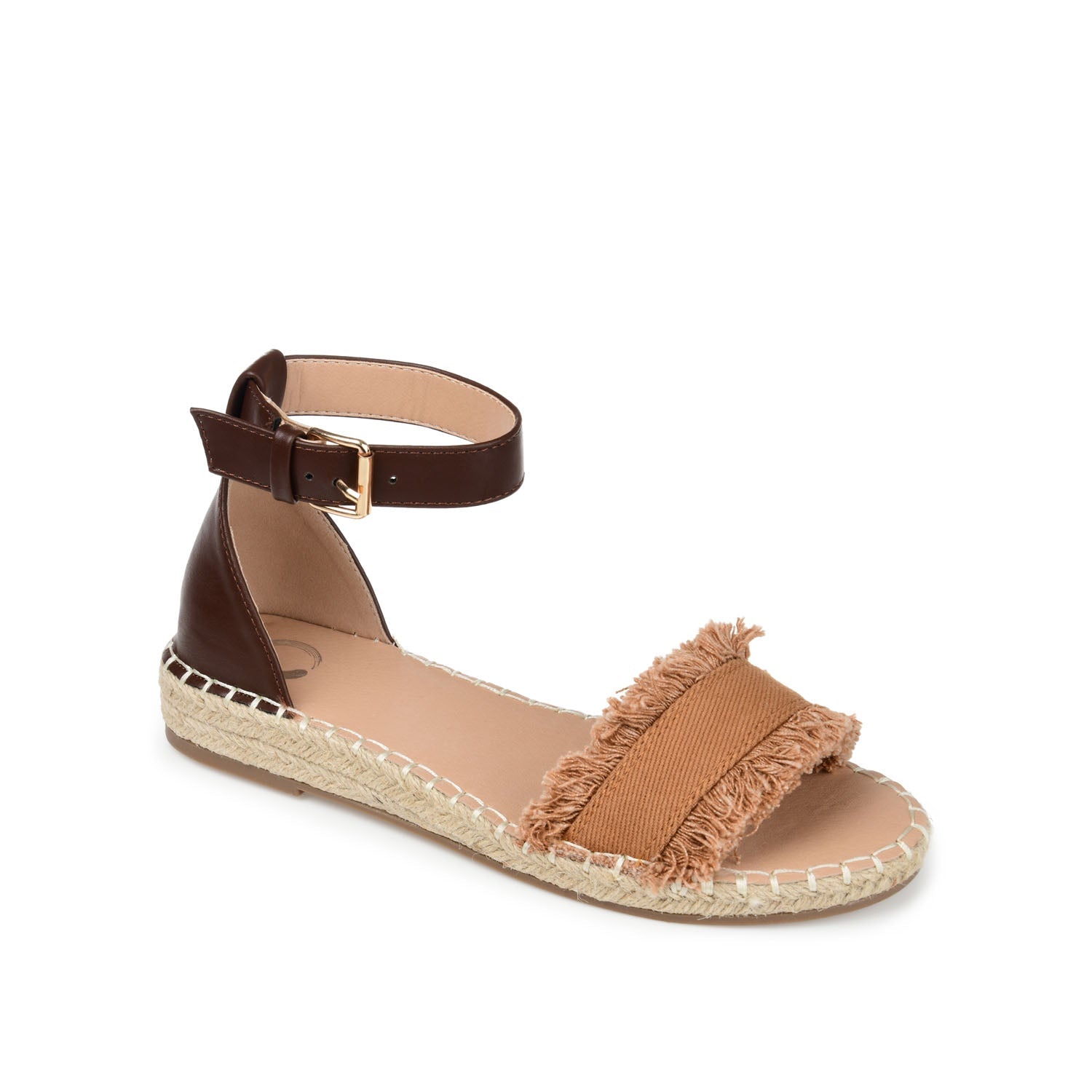 Journee TRISTEEN ESPADRILLE SANDALS IN FABRIC - Tan