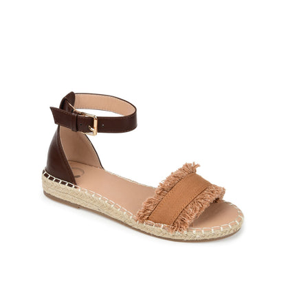 Journee TRISTEEN ESPADRILLE SANDALS IN FABRIC - Tan