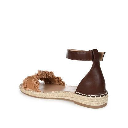 Journee TRISTEEN ESPADRILLE SANDALS IN FABRIC - Tan