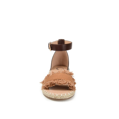 Journee TRISTEEN ESPADRILLE SANDALS IN FABRIC - Tan