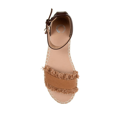 Journee TRISTEEN ESPADRILLE SANDALS IN FABRIC - Tan