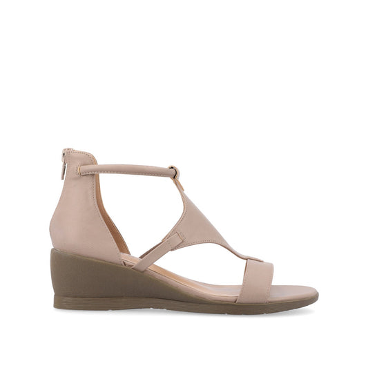 Journee TRAYLE GLADIATOR SANDALS IN VEGAN LEATHER - Taupe PU