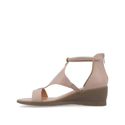 Journee TRAYLE GLADIATOR SANDALS IN VEGAN LEATHER - Taupe PU