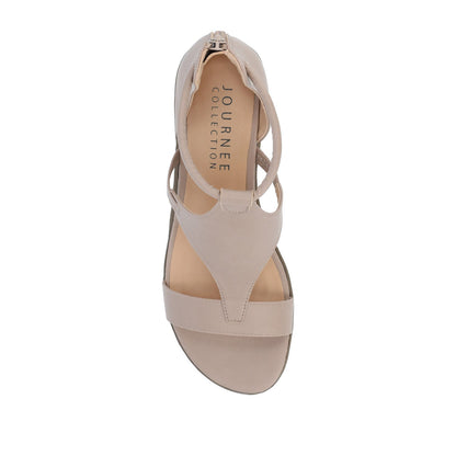 Journee TRAYLE GLADIATOR SANDALS IN VEGAN LEATHER - Taupe PU