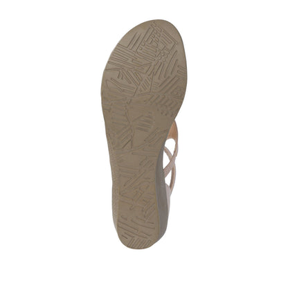 Journee TRAYLE GLADIATOR SANDALS IN VEGAN LEATHER - Taupe PU