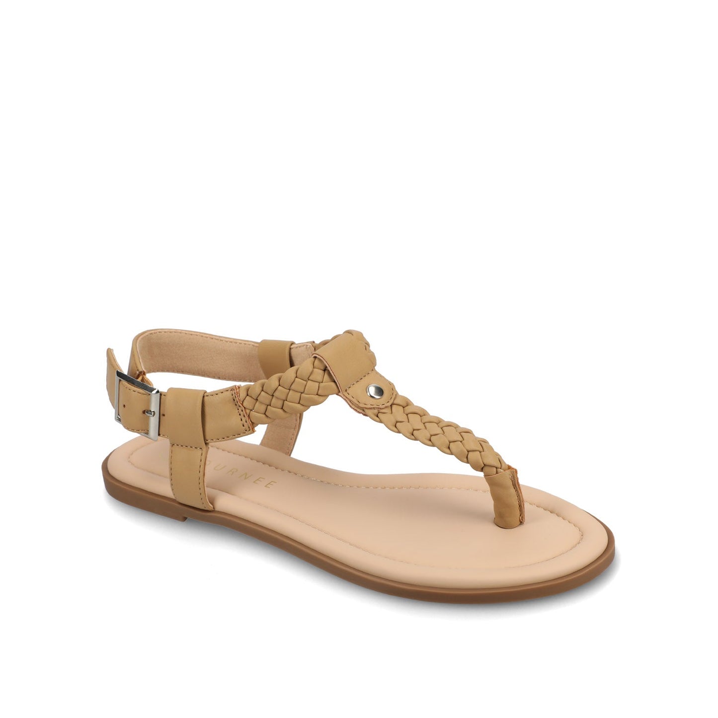 Journee GENEVIVE T-STRAP SANDALS IN VEGAN LEATHER - Tan