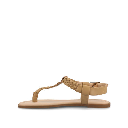 Journee GENEVIVE T-STRAP SANDALS IN VEGAN LEATHER - Tan
