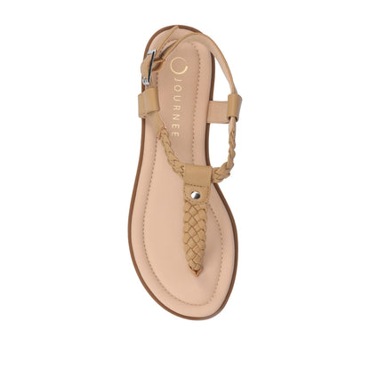 Journee GENEVIVE T-STRAP SANDALS IN VEGAN LEATHER - Tan