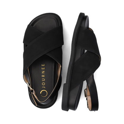 Journee MARINNA FLAT SANDALS - Black