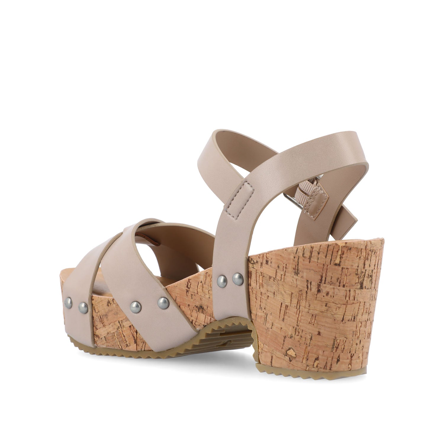 Journee VALENTINA HEELED SANDALS IN VEGAN LEATHER - Taupe