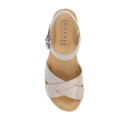 Journee VALENTINA HEELED SANDALS IN VEGAN LEATHER - Taupe