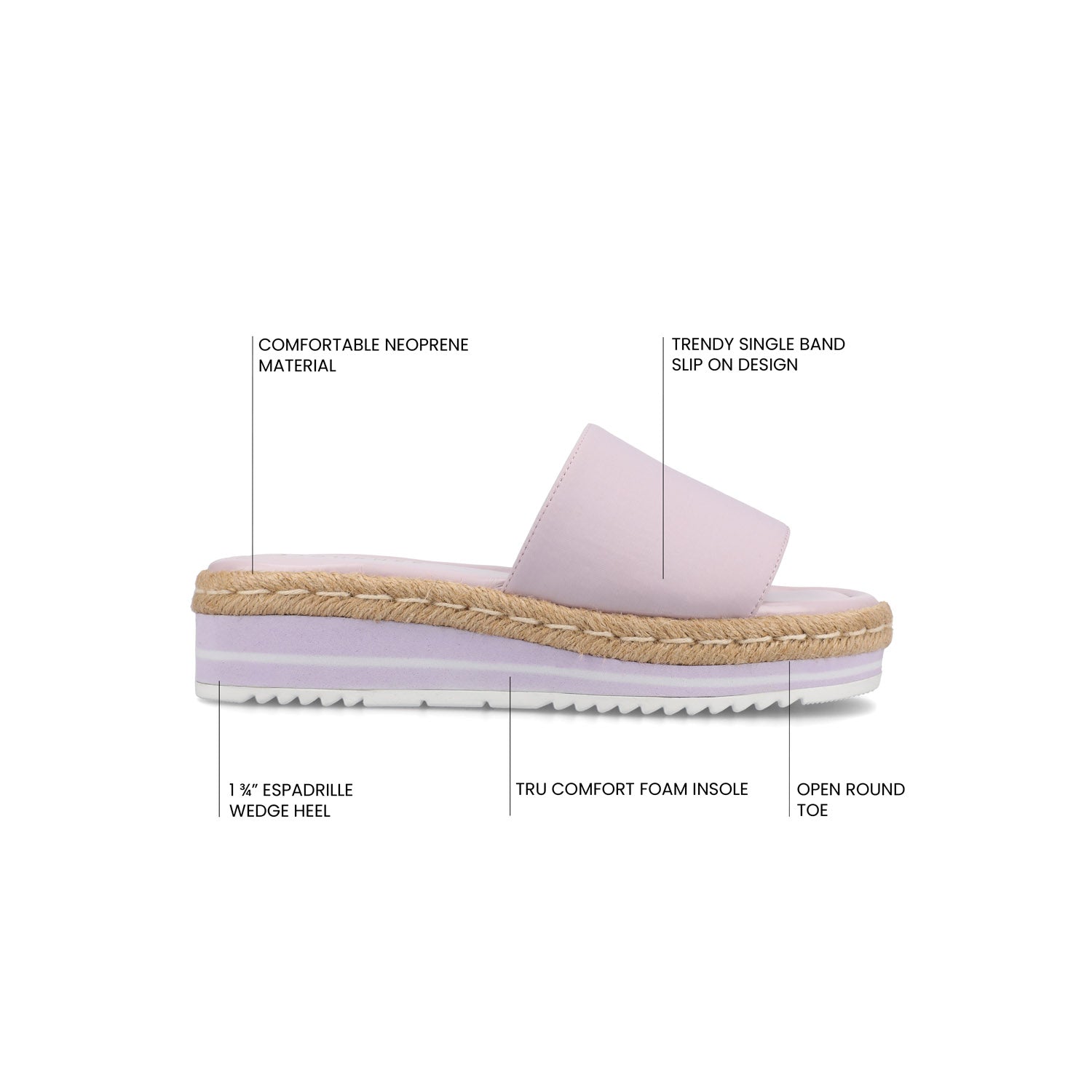 Journee ROSEY ESPADRILLE WEDGE HEELED SLIDE SANDALS IN STATEMENT - Lilac
