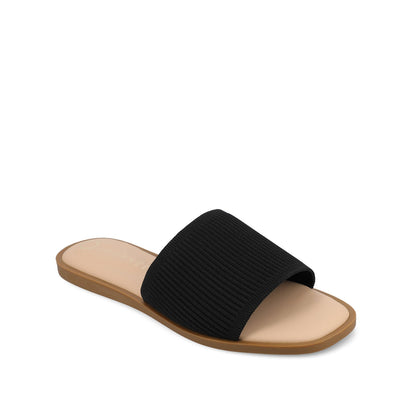 Journee PRISILLA SLIDE SANDALS IN KNIT FABRIC - Black