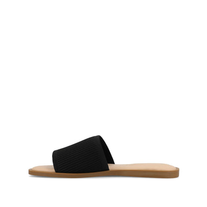 Journee PRISILLA SLIDE SANDALS IN KNIT FABRIC - Black