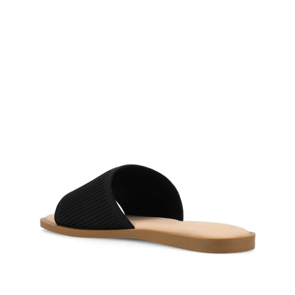 Journee PRISILLA SLIDE SANDALS IN KNIT FABRIC - Black