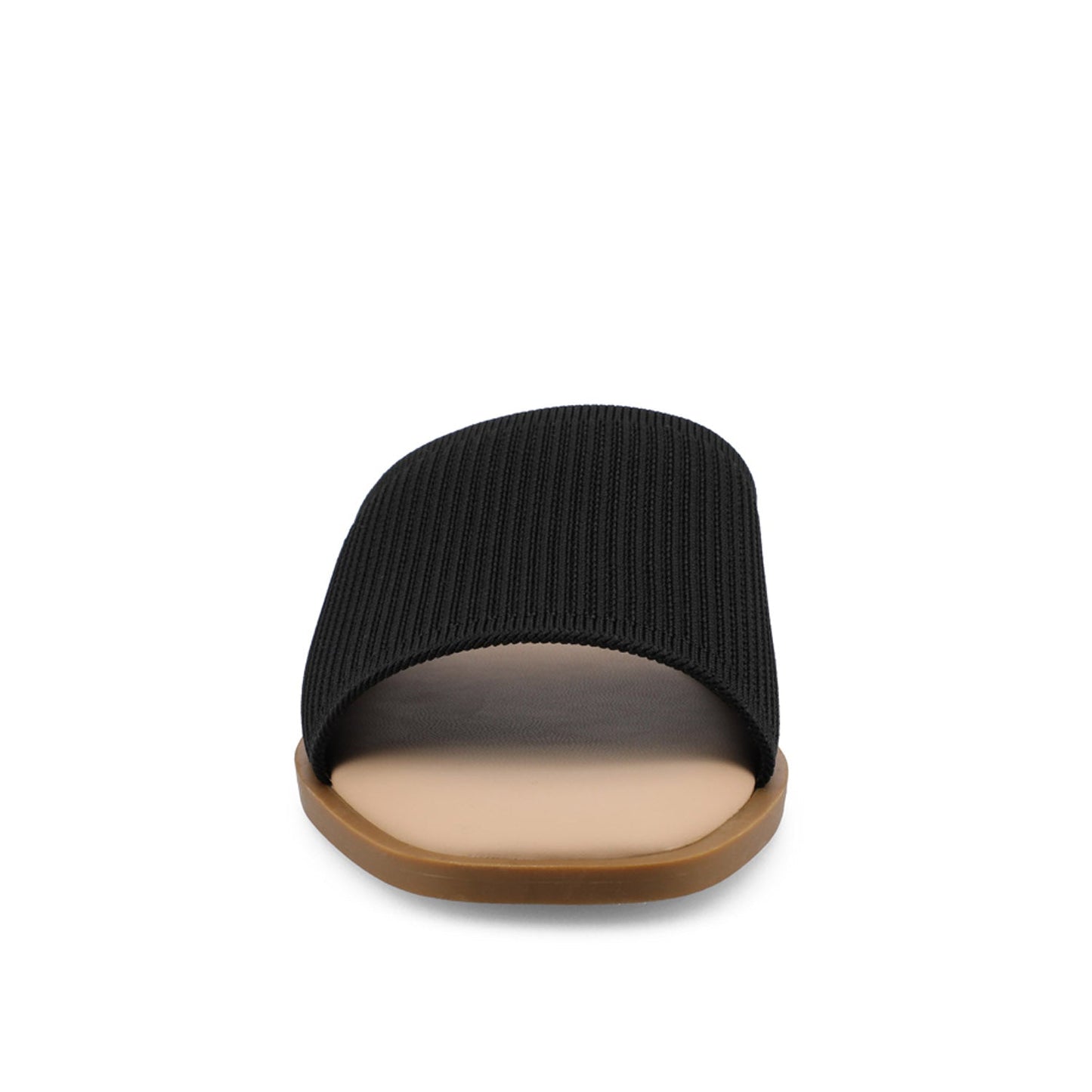 Journee PRISILLA SLIDE SANDALS IN KNIT FABRIC - Black