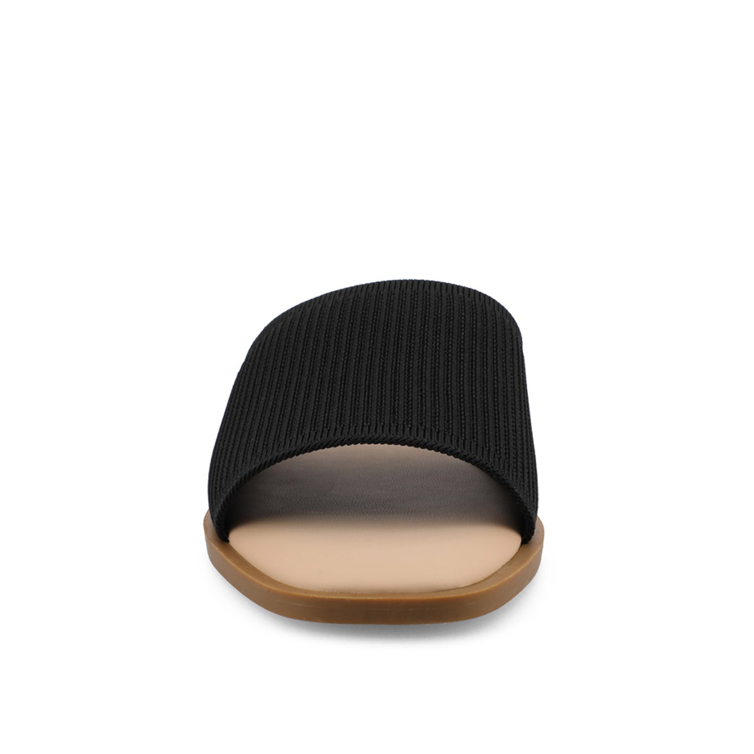 Journee PRISILLA SLIDE SANDALS IN KNIT FABRIC - Black