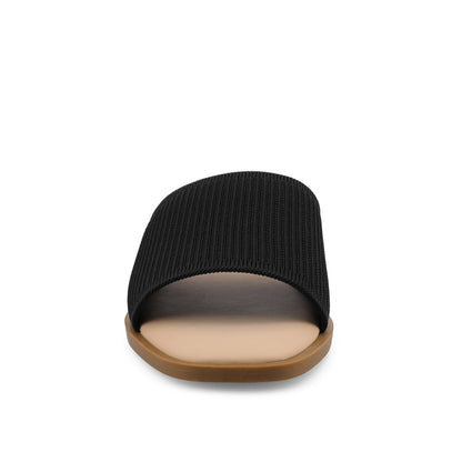 Journee PRISILLA SLIDE SANDALS IN KNIT FABRIC - Black