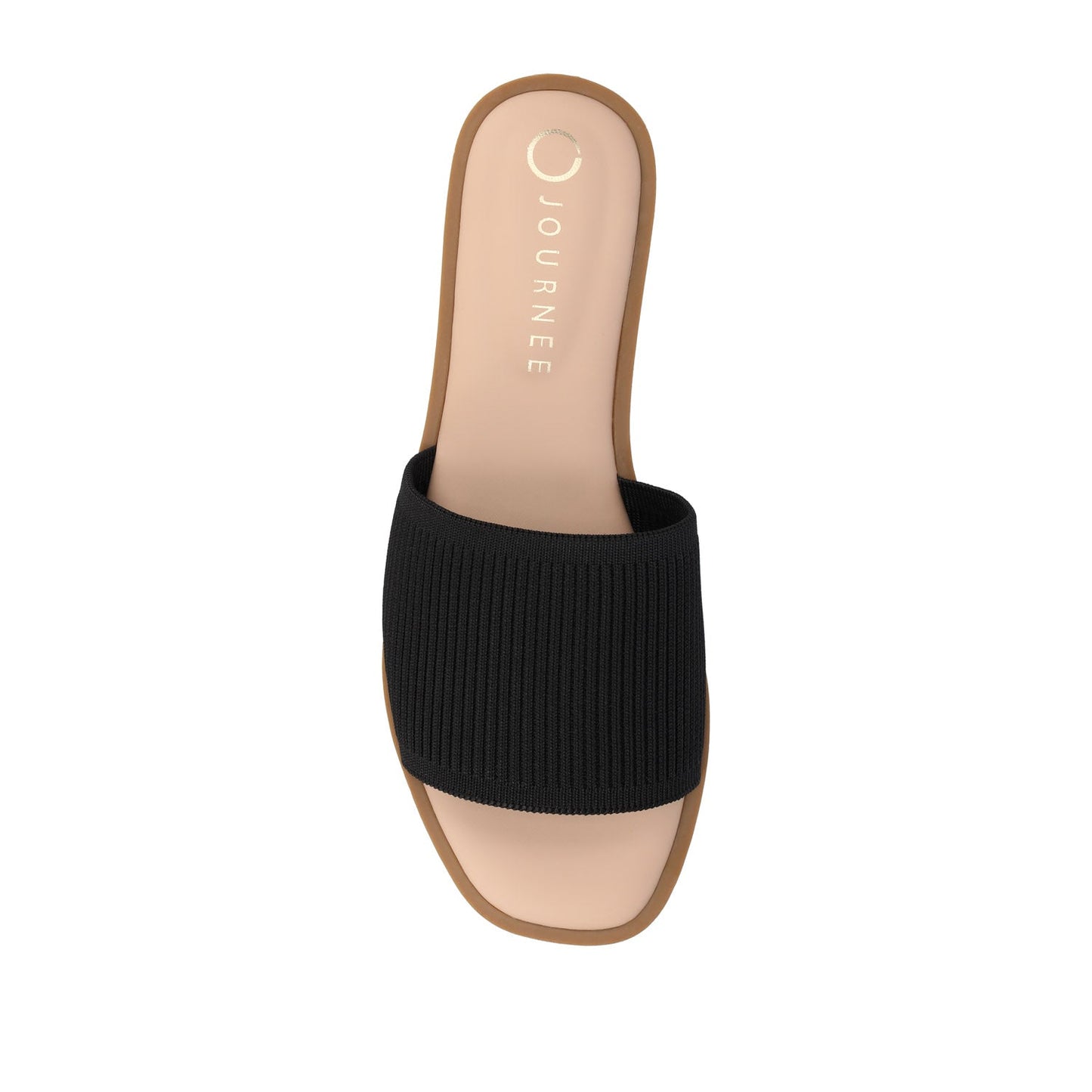Journee PRISILLA SLIDE SANDALS IN KNIT FABRIC - Black