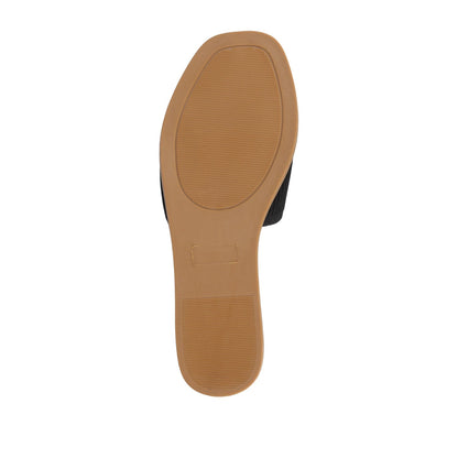 Journee PRISILLA SLIDE SANDALS IN KNIT FABRIC - Black