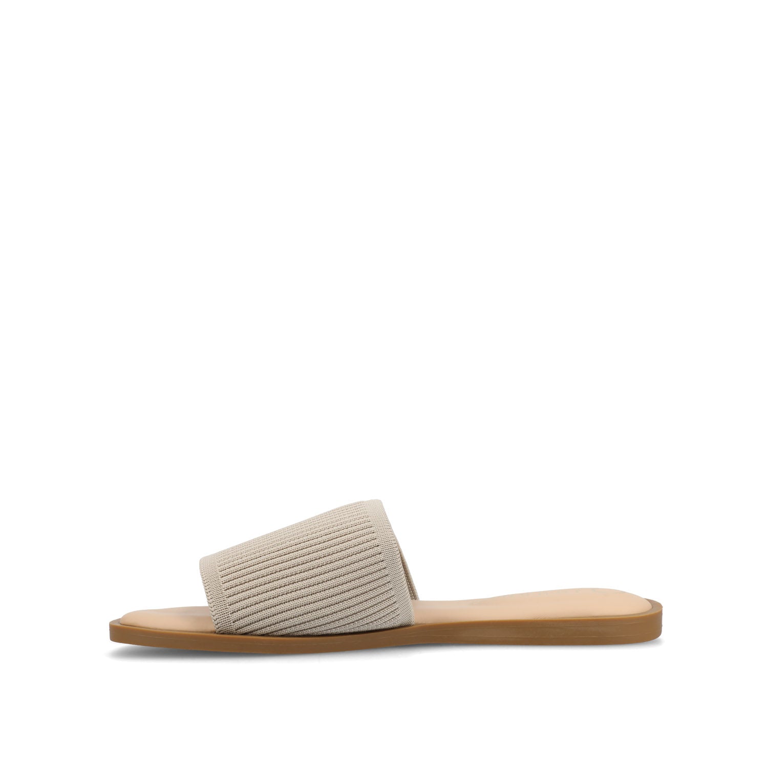 Journee PRISILLA SLIDE SANDALS IN KNIT FABRIC - Taupe
