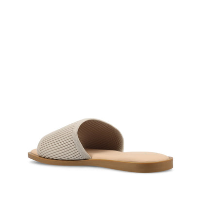 Journee PRISILLA SLIDE SANDALS IN KNIT FABRIC - Taupe