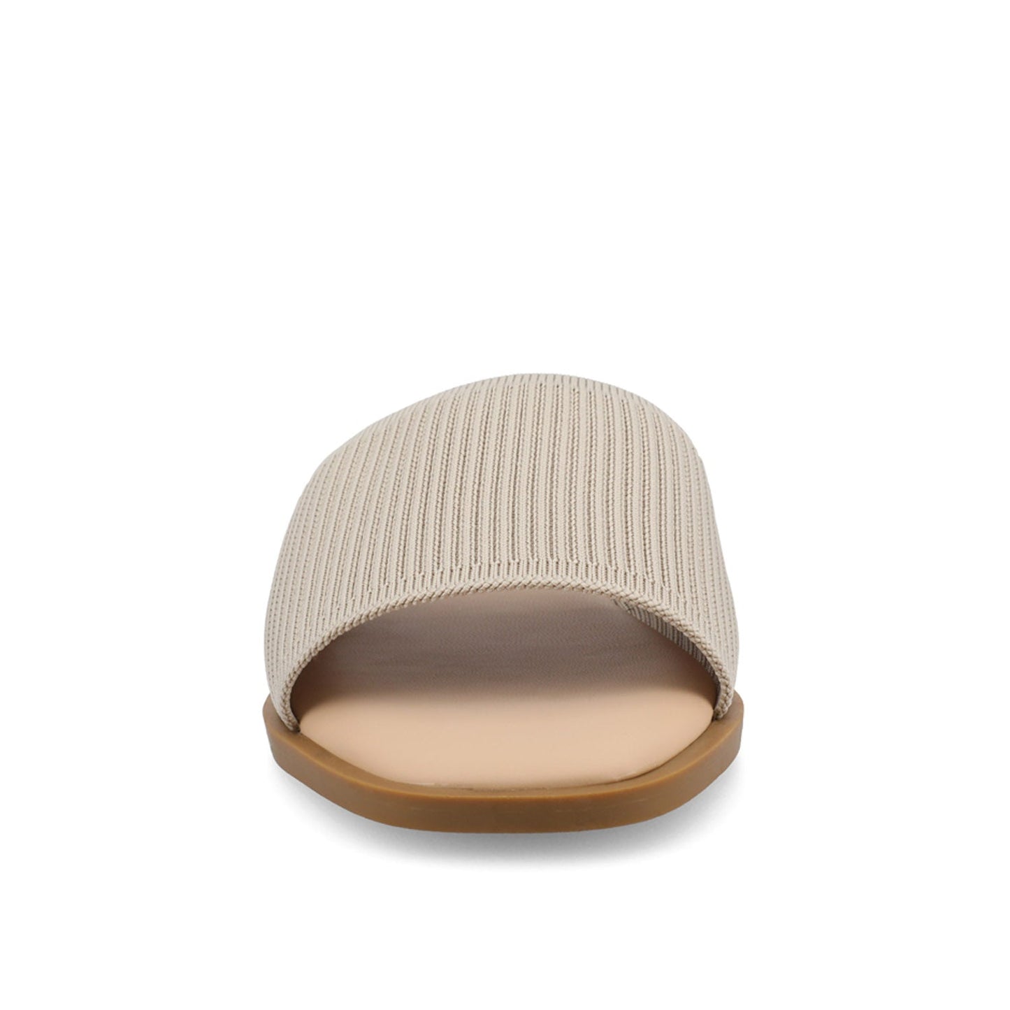 Journee PRISILLA SLIDE SANDALS IN KNIT FABRIC - Taupe