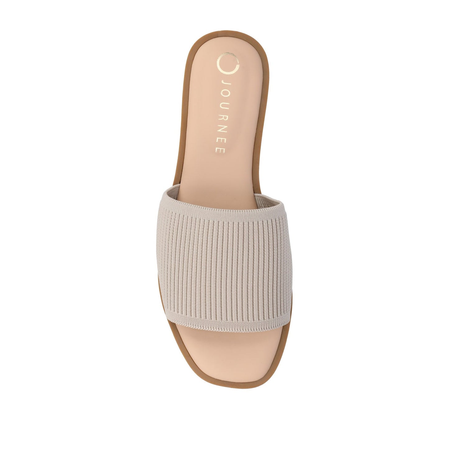 Journee PRISILLA SLIDE SANDALS IN KNIT FABRIC - Taupe