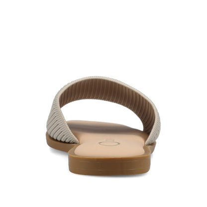 Journee PRISILLA SLIDE SANDALS IN KNIT FABRIC - Taupe