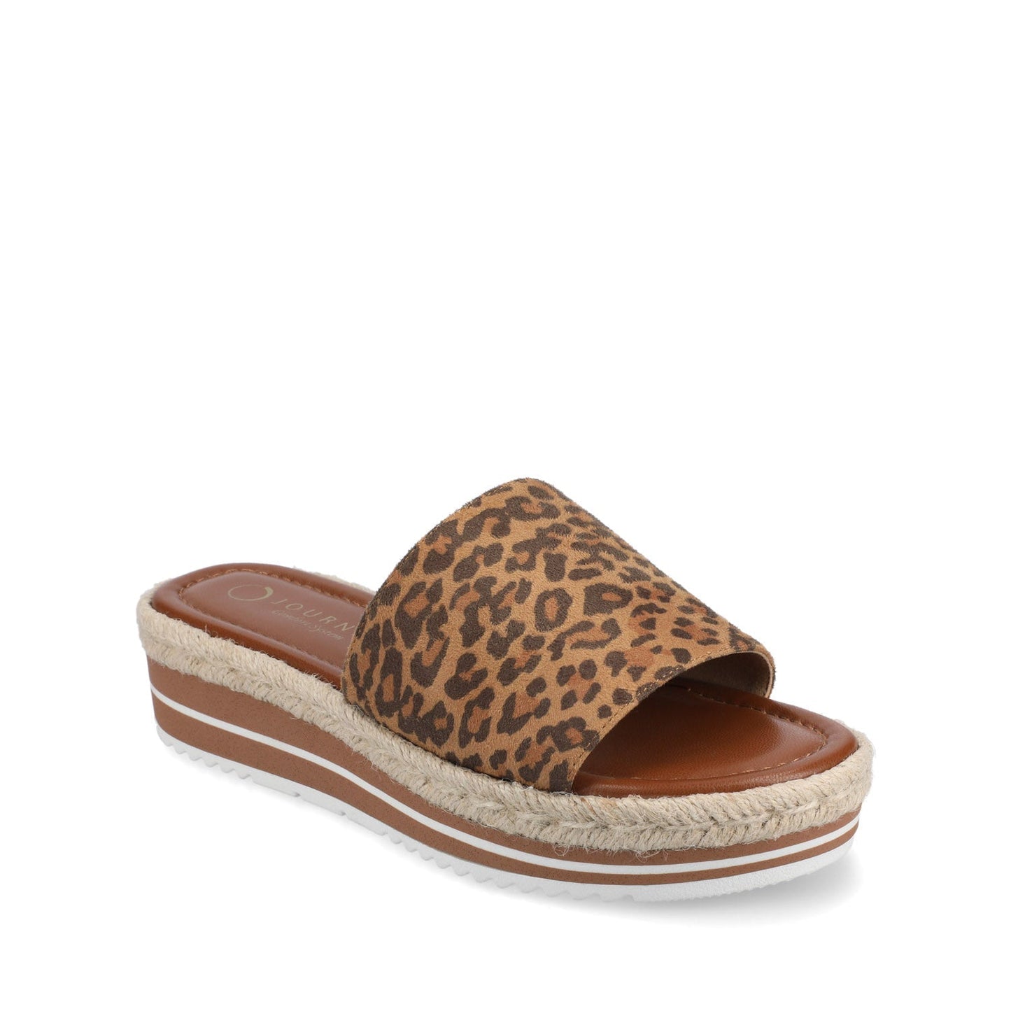 Journee ROSEY ESPADRILLE WEDGE HEELED SLIDE SANDALS - Leopard
