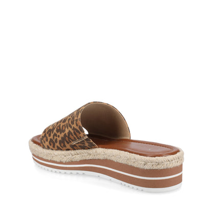 Journee ROSEY ESPADRILLE WEDGE HEELED SLIDE SANDALS - Leopard