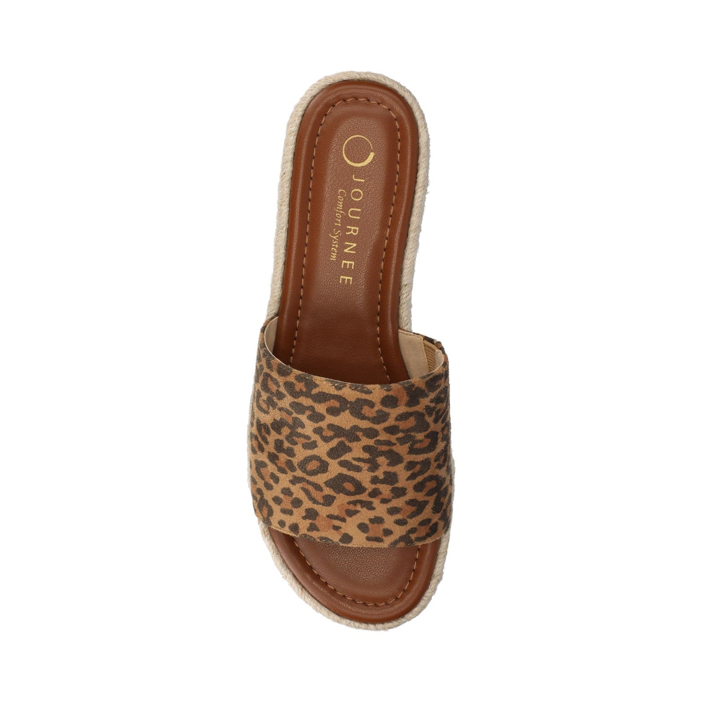 Journee ROSEY ESPADRILLE WEDGE HEELED SLIDE SANDALS - Leopard