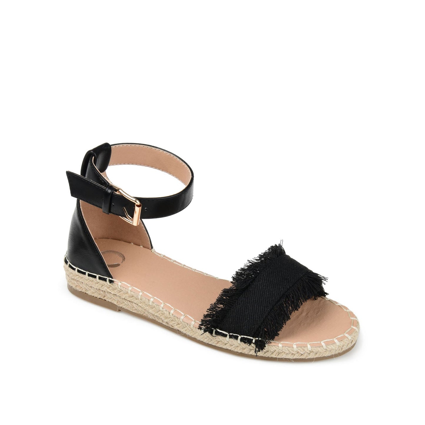 Journee TRISTEEN ESPADRILLE SANDALS IN FABRIC - Black