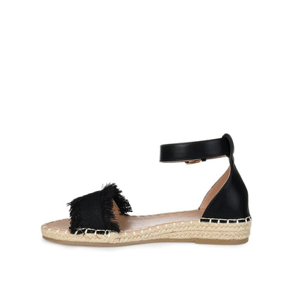 Journee TRISTEEN ESPADRILLE SANDALS IN FABRIC - Black