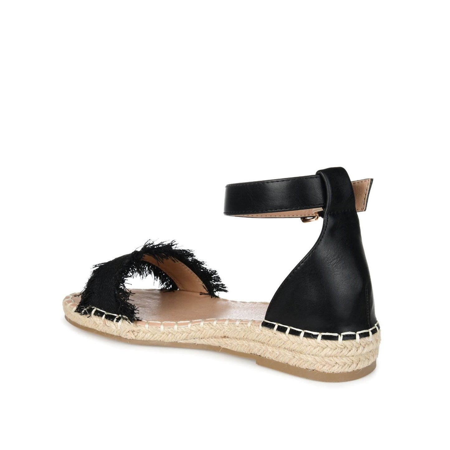 Journee TRISTEEN ESPADRILLE SANDALS IN FABRIC - Black