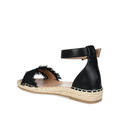 Journee TRISTEEN ESPADRILLE SANDALS IN FABRIC - Black